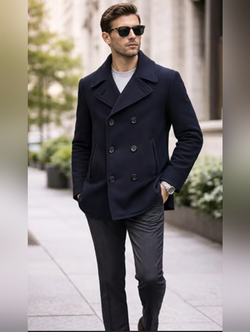 Club Monaco Wool Dark Navy Peacoat Warm Winter Coat Jacket Size XS